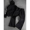 Men's Spring and Autumn Sweatshirt Set, Classic Letter Pattern Printed Hoodie with Drawstring and Casual Drawstring Sweatpants