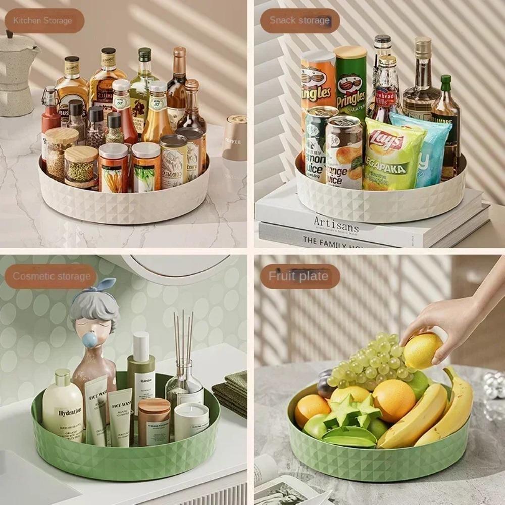 Multifunctional Condiment Storage Rack 360 Degree Rotating Storage Cabinet Organizer Fruit Tray Kitchen Seasonings Sauce Rack