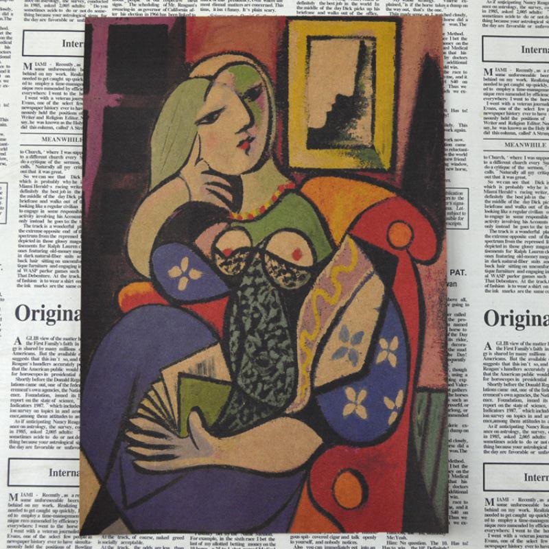 

Classic Picasso Oil Painting Retro Kraft Paper Poster for Decor Yellow Kraft Paper (No Glue) 30X42 cm