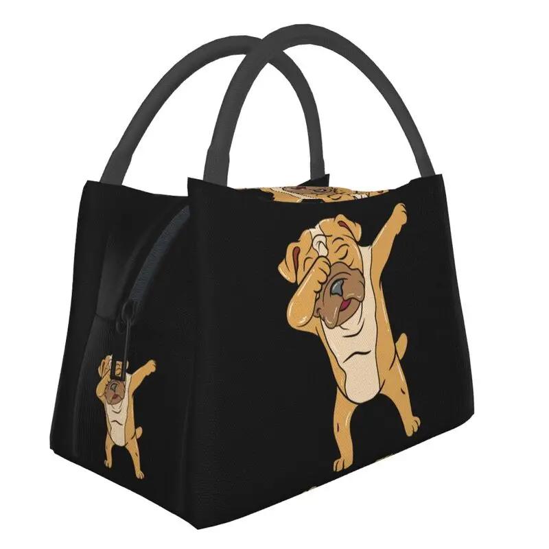 Cute English Bulldog Thermal Insulated Lunch Bag British Dogs Lunch Container for Outdoor Camping Travel Storage Meal Food Box