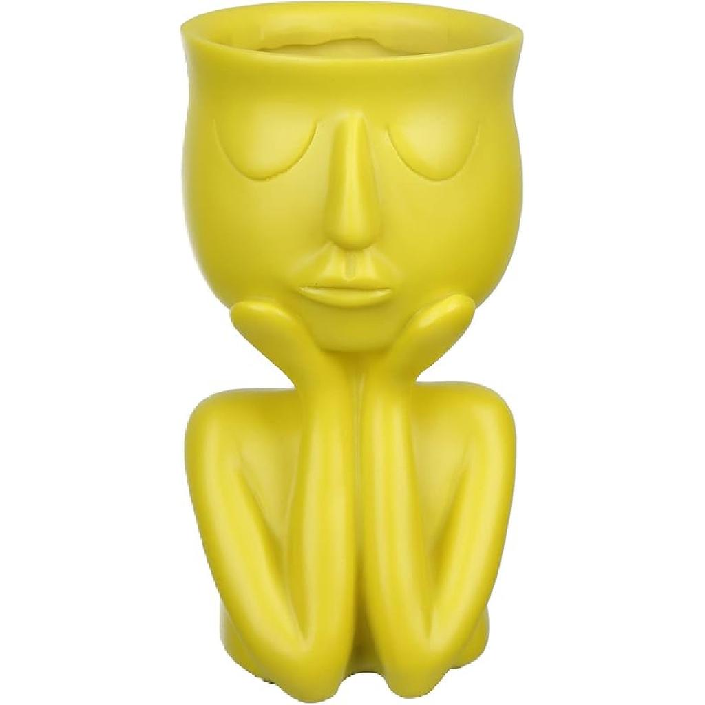 Resin Head Planter Face Flower Pot 6 inch Tiny Human Shaped Flower Vases Succulents Pots Desktop Decoration for Home Office Indoor Outdoor Gardening