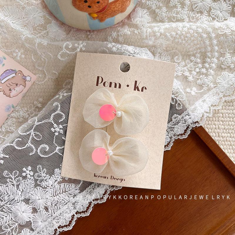 2pc/set Cute Princess Hair Clip for Toddler Exquisite Lace Bow Peal Baby Bang Side Clip Cute Kids Hair Pin Headwear Accessories