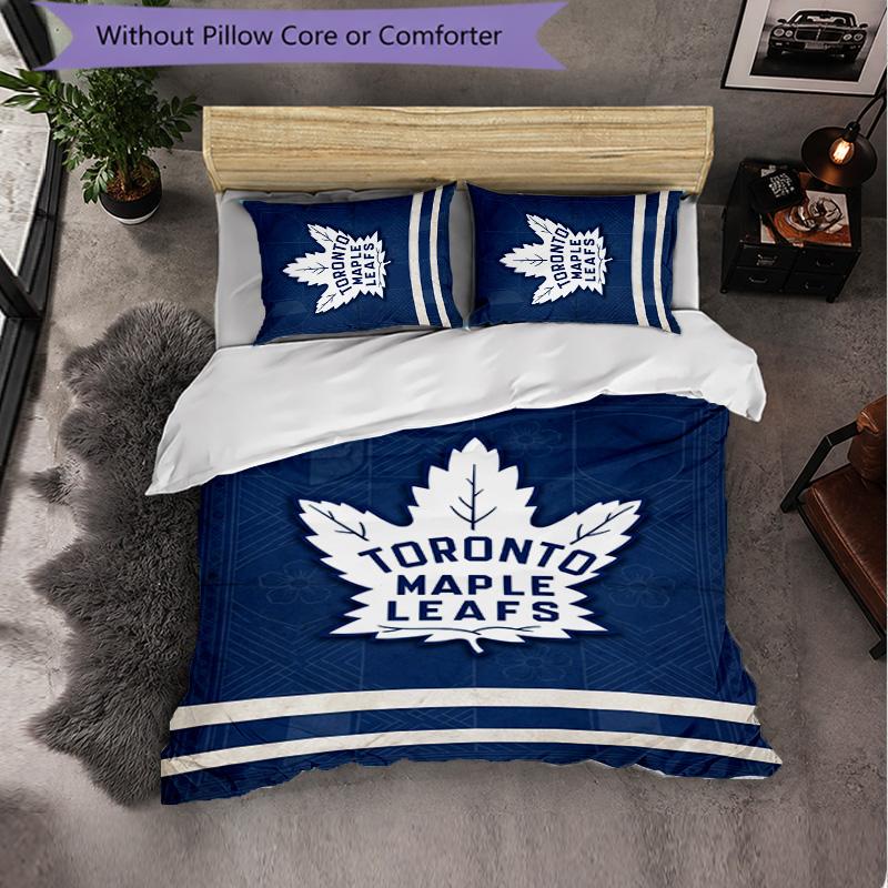 Set Biancheria da Letto 3 Pezzi in Microfibra con Motivo Toronto Maple Leafs Decorativo Copripiumino per Camera da Letto Uso Domestico