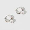 Sterling Silver Retro Pearl Stud Earrings - Trendy French Style Women's Cuffs