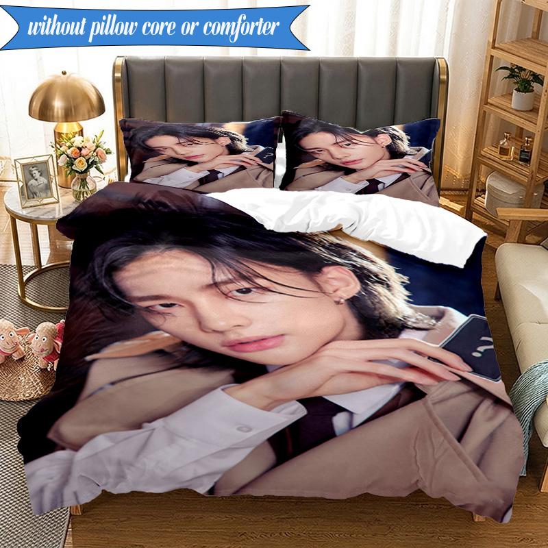 K-pop Group Stray 3pcs K-pop Music Group Bedding set,Ideal for Bedroom, Dormitory,Including Duvet Cover And 2pcs Pillowcases,Fan Gifts