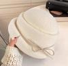 Beret winter French Hepburn style female sunshade warm thousand gold wind hat elegant bow versatile bucket hat