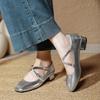 Retro Medium Thick Heel Women's Shoes Lightweight Mary Jane Shoes Cross Strap Square Toe Small Leather Shoes Shallow Mouth Casual Shoes