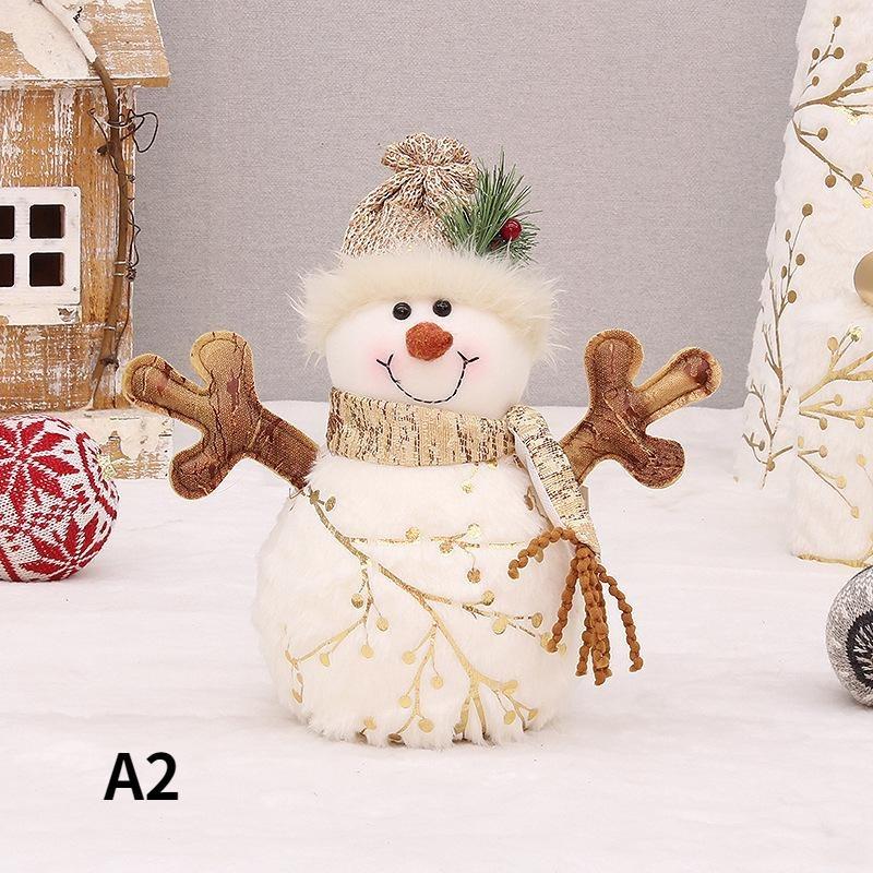 

Christmas Snowman Figurine Plush Snowman Doll Christmas Decoration Ornament Fabric Snowman With Hat Christmas Gift Figurine