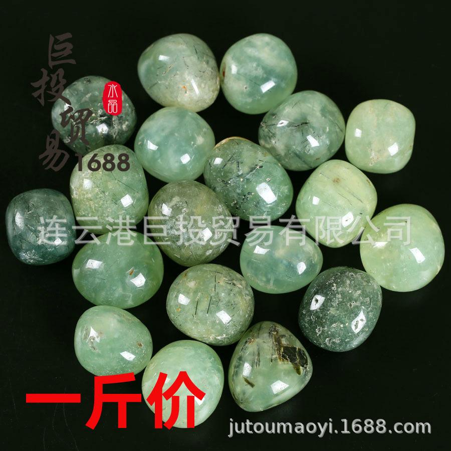 Prehnite Tumbled Stone Desk Ornament - Large Green Crystal Raw Stone