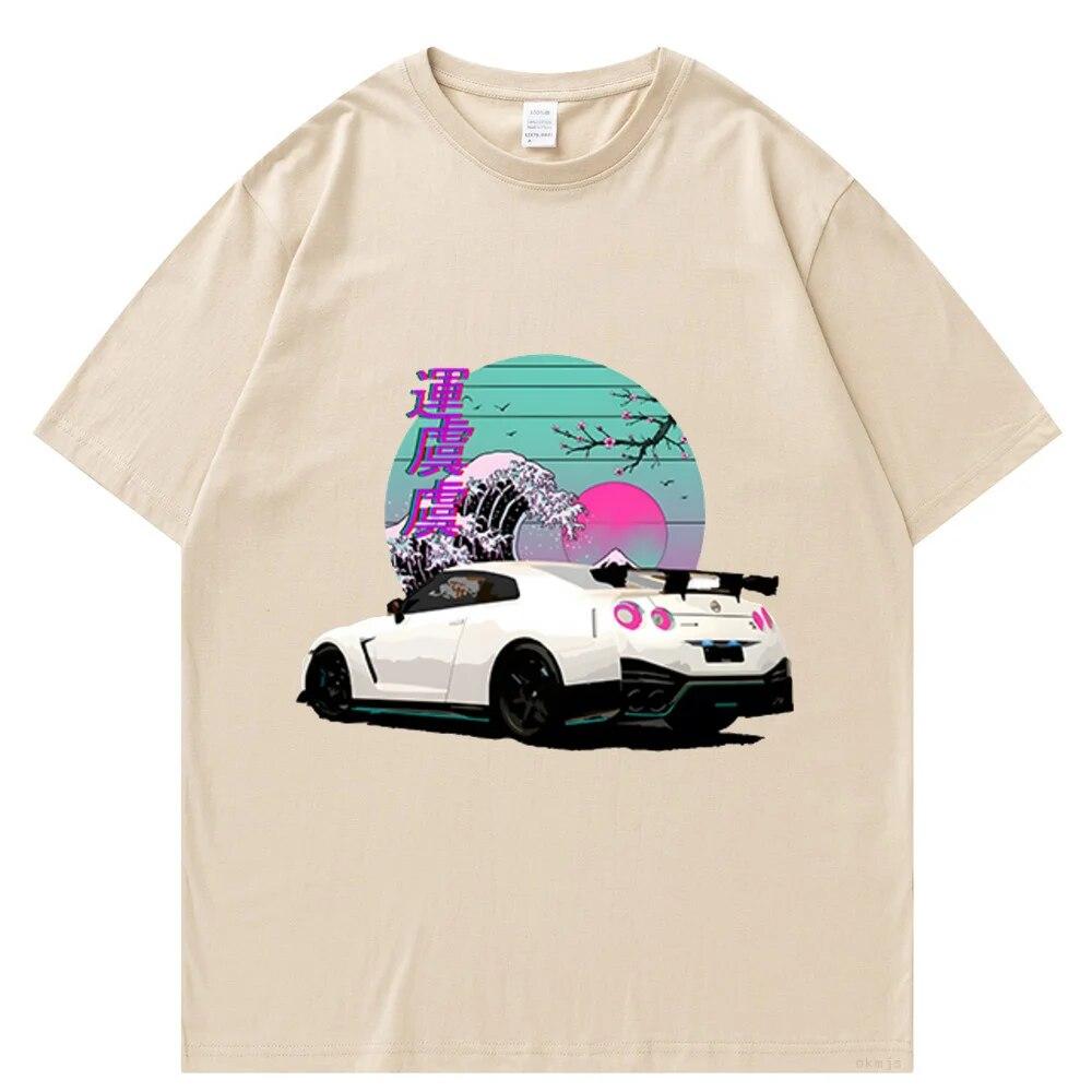 Initial D T-shirts Oversize Unisex T Shirt Summer Unisex Hip Hop Funny GTR Vaporwave JDM Car Print Harajuku Tshirt Casual Tops Tee
