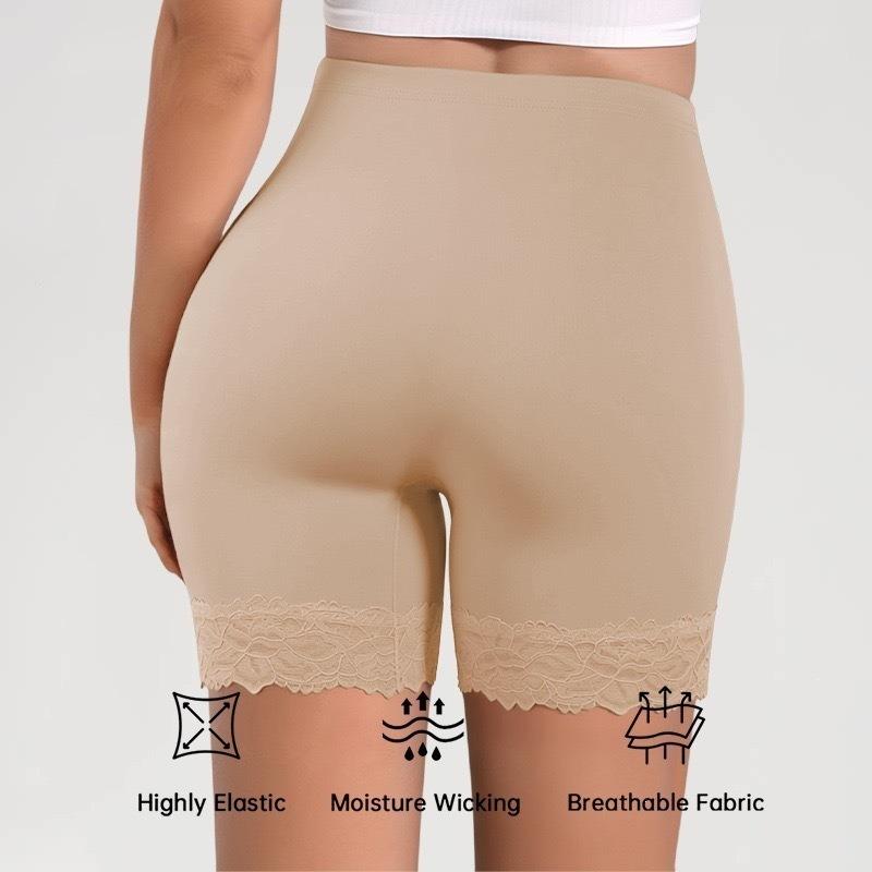 Plus Size Ladies Spring and Summer Lace Single Side Pocket High Waist Safety Leg Underwear
