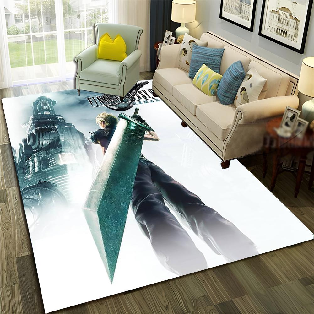 3D Final Fantasy Spiel Gamer FF14 HD Teppich für Zuhause Wohnzimmer Schlafzimmer Sofa Fußmatte Dekor, Kinderbereich Teppich Rutschfeste Bodenmatte
