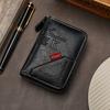 Vintage Organ Men Card Holder Wallet PU Leather Letter Card Bag Purse Multiple Card Slots Portable Credit  Stylish Retro Design