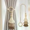 New 1/2Pcs Tassel Curtain Tie Backs Wooden Bead Curtain Tiebacks,Bohemian Curtain Clasp, Curtain Tiebacks Home Decorative