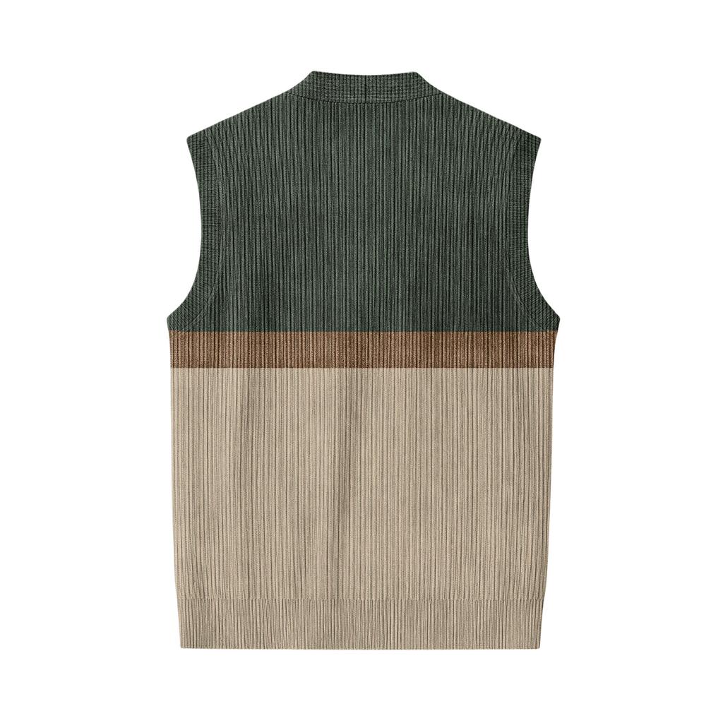 Men's V-Neck Sleeveless Knit Cardigan Vest