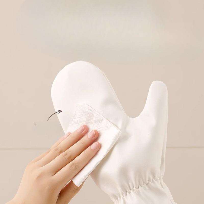 Rukavice na tělové mléko jsou měkké a nepoškozují ruce. Masážní péče Aplikace na obličej Aplikace opalovacího krému Líné rukavice