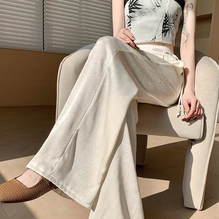 Жаккардовые широкие брюки из ледяного шелка — фото 8