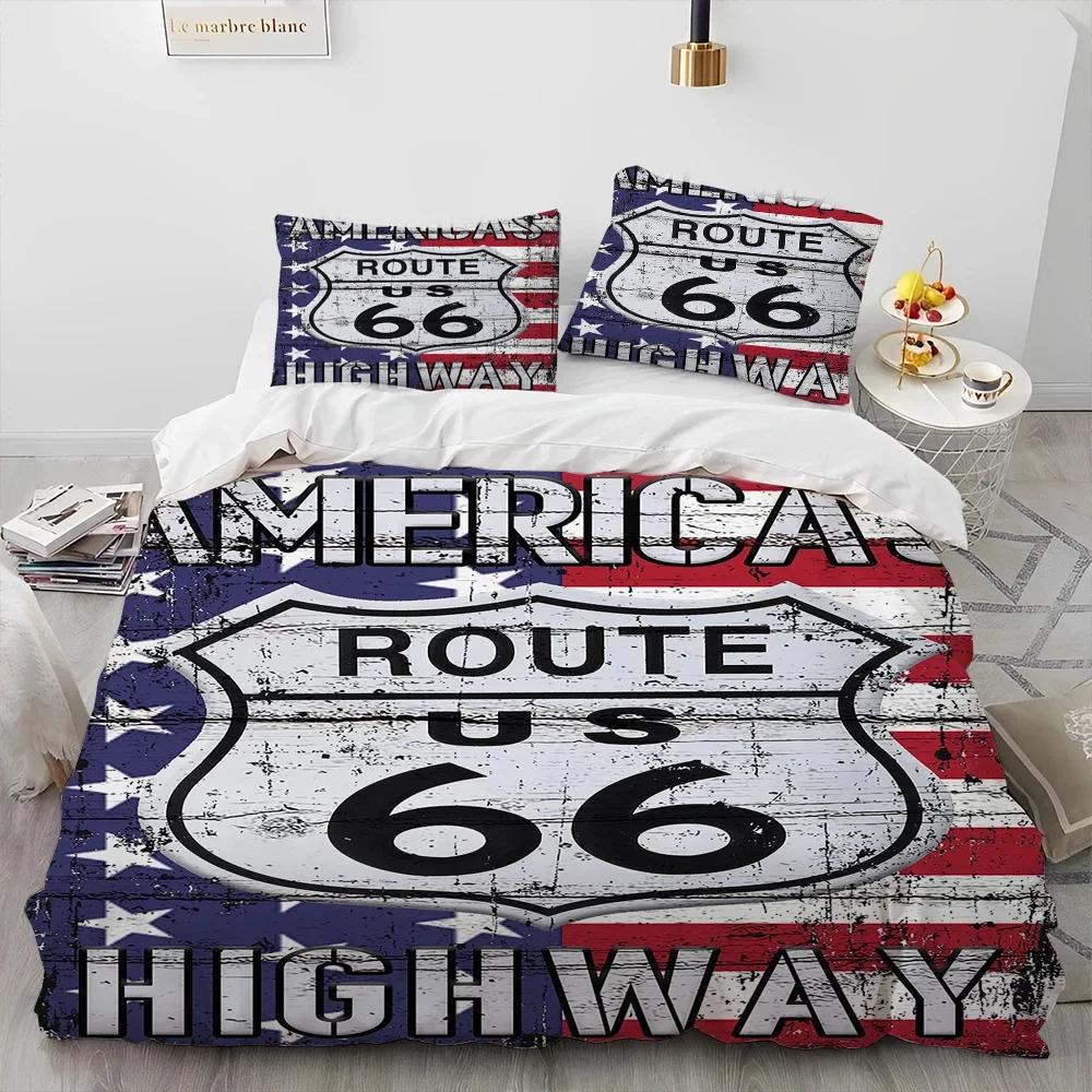 Historic Route 66,Mother Road Comfortable Duvet Quilt Cover Pillowcase Bedding Set Children Bedroom Decoration Home Textile
