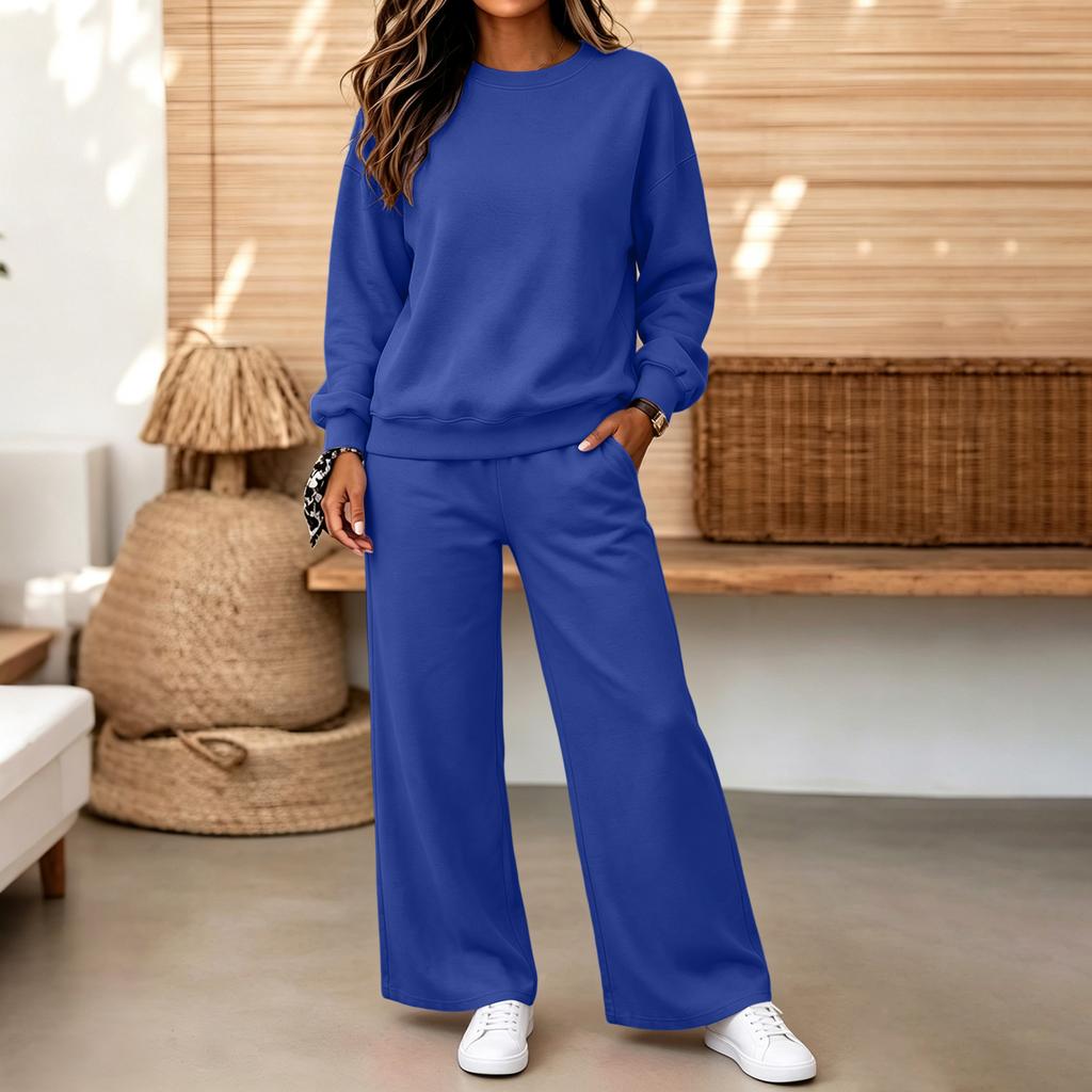Conjunto Casual de Sudadera con Cuello Redondo y Pantalones para Mujer para Otoño Invierno