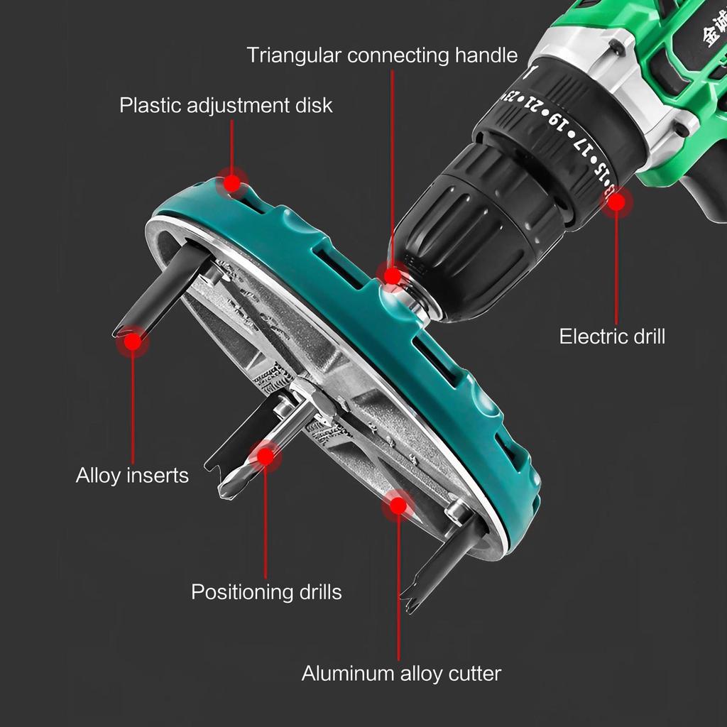 STONEGO Adjustable Universal Woodworking Hole Opener Plank Plasterboard Plastic Aluminum Hole Punching Tool Hole Opening Drill