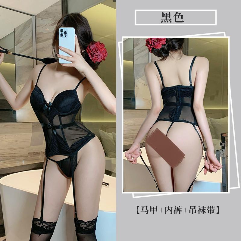 Sexy lingerie pure desire uniform seduction purple vest perspective clothes suspenders 94