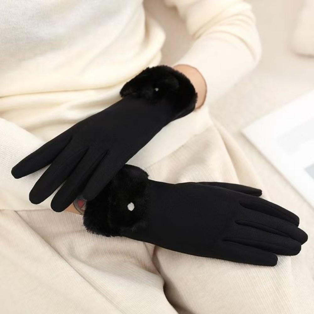 Windproof Plush Gloves Velvet Women Mittens Fashion Winter Gloves  Winter