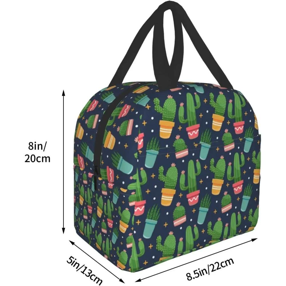 Plant Cactus Print Lunch Box Kawaii Small Insulation Cacti Lunch Bag Reusable Food Bag Lunch Containers Bags for Women Men