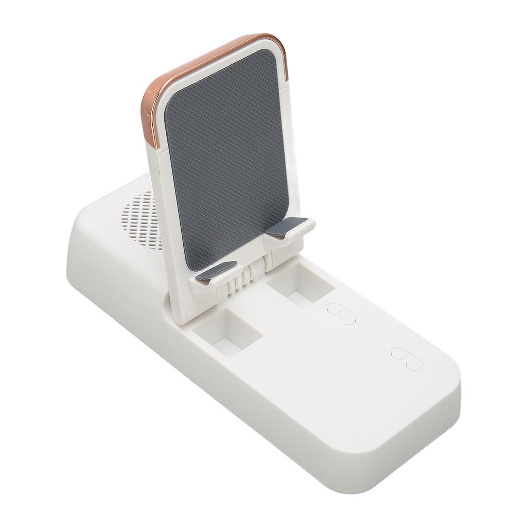Cell Phone Stand with Bluetooth Speaker HD Surround Sound Adjustable Phone Holder with Speaker White