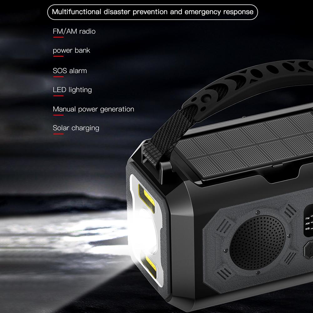 Portable Emergency Radio Solar Hand Crank AM/FM/NOAA Weather Radio Power Bank Flashlight SOS Alarm Outdoor Survival Supplies