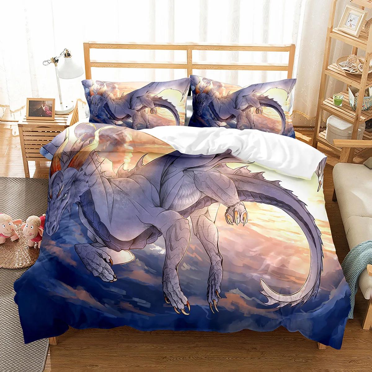 

White Dragon Noble Monster plus Beauty Soft Duvet Cover Mytholog Faith Animals Theme for Women Men Children Tens Bedrom Decorations 120*200cm Single