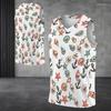 Men S Plus Size V Neck Sleeveless Tank Top Skull Seashell Anchor Printed White