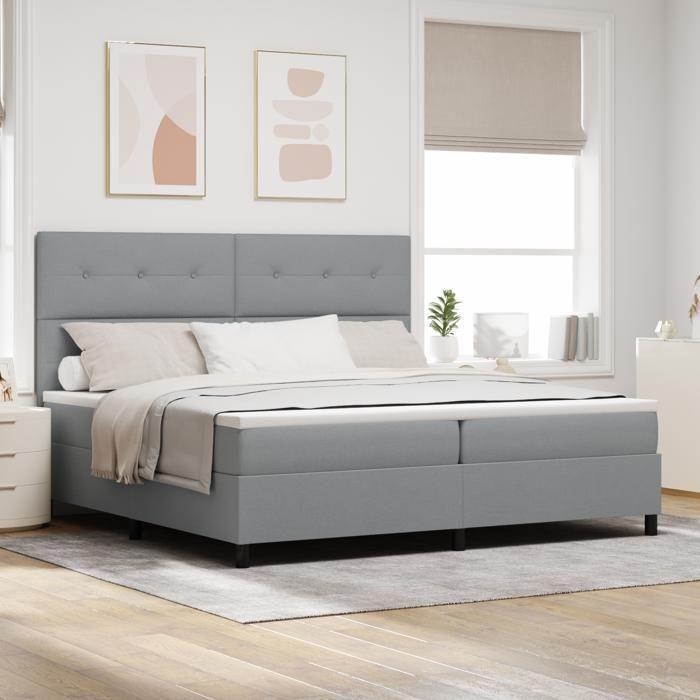 VidaXL Lit à ressorts avec Matelas Gris Clair 200x200 cm Tissu 3339413