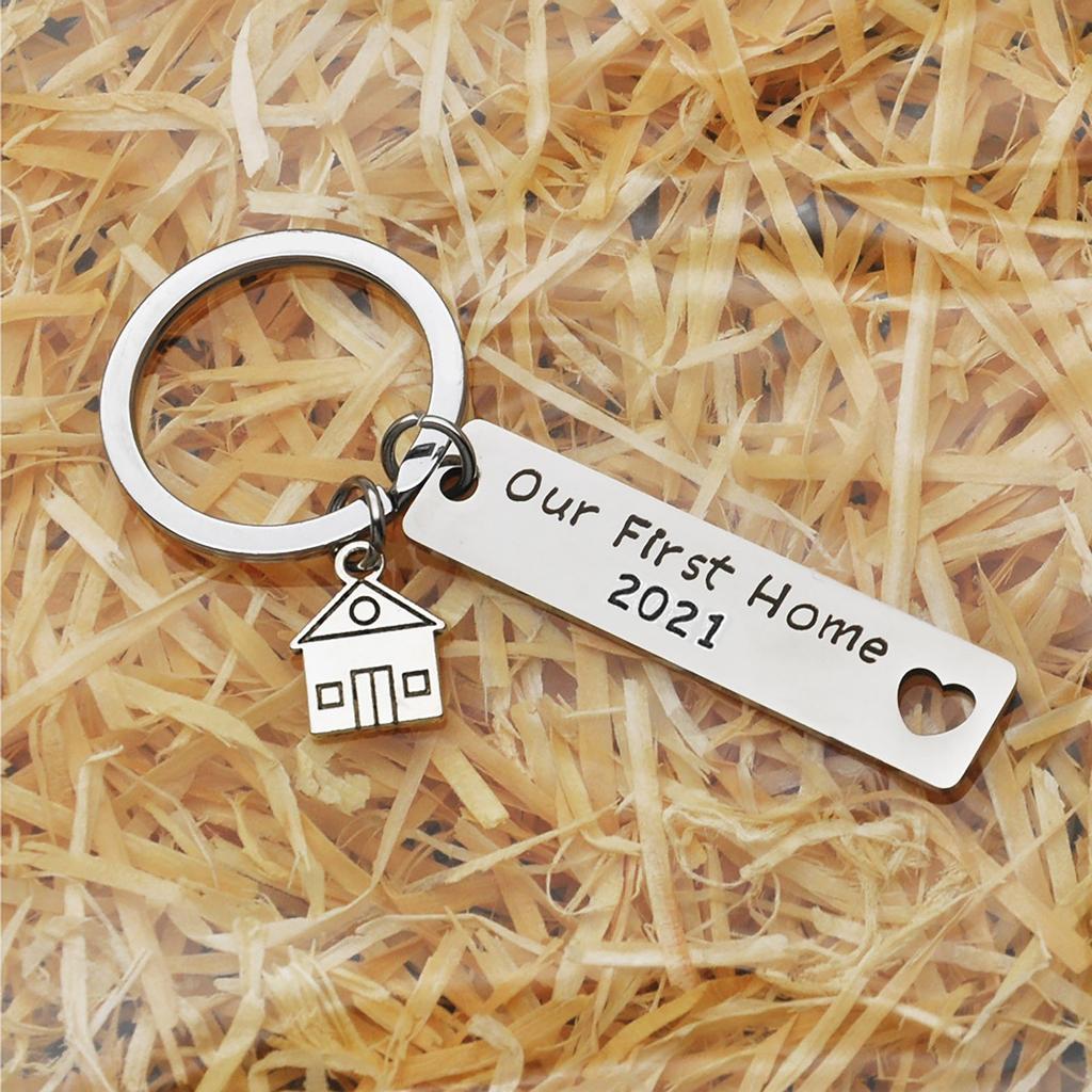 2021 New Home Keychain Stainless Steel Keychain Housewarming Gift New Home Gift