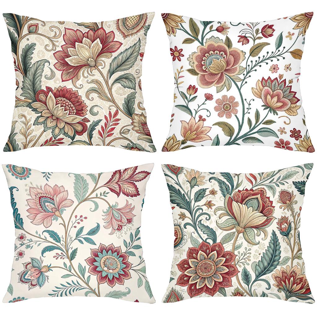 Floral Patterned Throw Pillows For Home Decoration Polyester Pillowcase, Sofa Decorative Cushion Cov Headboard Pillow