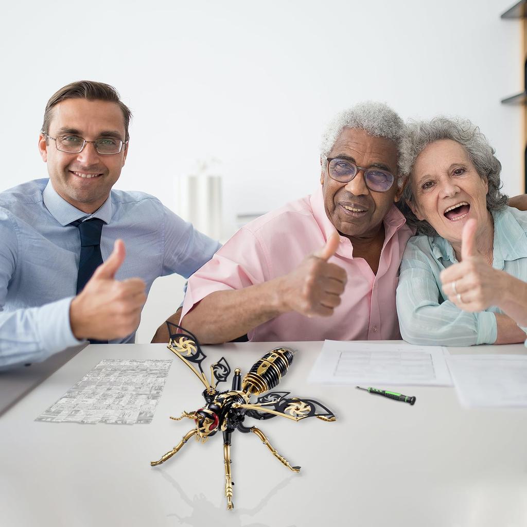 3D Puzzle for Adults 3D Metal Puzzle Craft DIY Metal Insect Kit Assembly Puzzle Toy Model Hornet Steampunk Interior