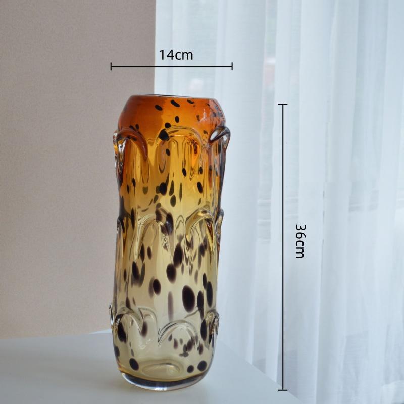 Průhledná Skleněná Váza Skvrny s Leopardím Vzorem Váza na Květiny Hydroponie Terárium Doplňky pro Aranžování Květin Domácí Dekorace