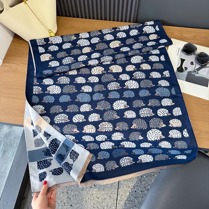 Fashion versatile contrasting colors double-sided imitation cashmere scarf winter high-end warm shawl women