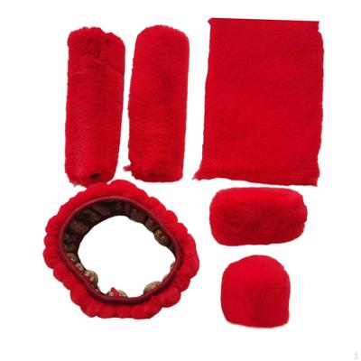 6x Acessórios para interior de carro, conjunto de capa de volante de pelúcia, cinto de segurança para