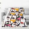 Cute cartoon penguin Printed Blanket for Sofa Bed Travel Camping Living Room Office Conditioning Blanket for All Seasons Gifts