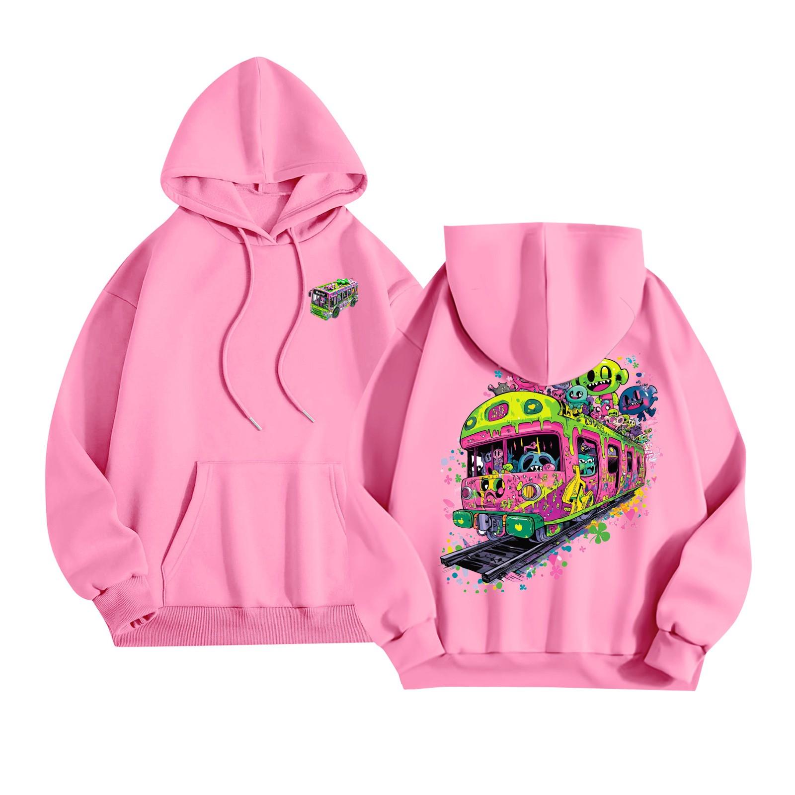 

Women s Fashion Lightweight Long Sleeve Pullover With Pockets Hoodie S рожевий