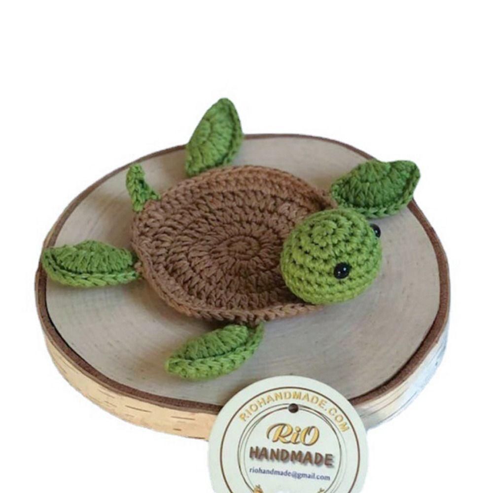 Funny Knitted Tea Coaster Insulation Anti-scald Tortoise Coaster Cute Cartoon Tabletop Cup Holder Home