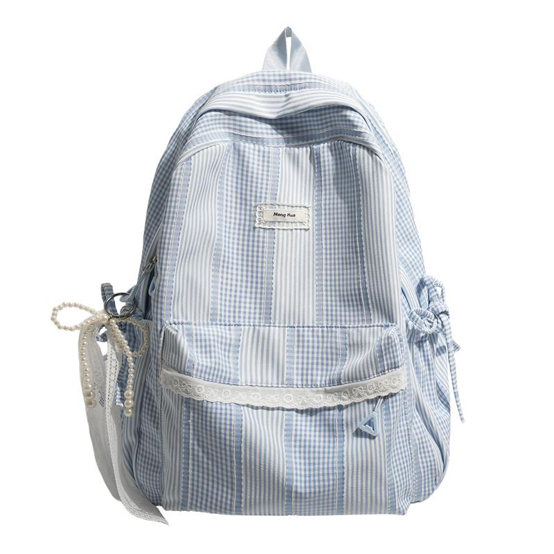 Striped Backpack, Student Schoolbag, Commuter Large-capacity Backpack