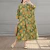 Short Sleeve Plus Size Cotton Vintage Floral New In Dresses for Women Casual Loose Long Summer Dress