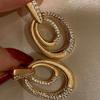 Italian Bouché Vintage Jewelry Brushed Earrings Light Luxury Diamond Inlaid Elegant Dangle Earrings