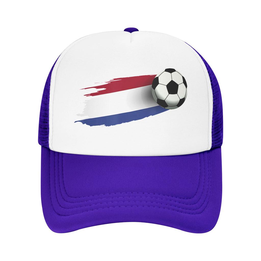 Netherlands Flag Soccer Ball Mesh Baseball Cap Adult Hip-Hop Sun Hats  Dad Hat Breathable Summer Trucker Hats