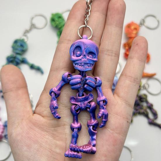 Skeleton Man Keychain Pendant 3D Printed Lightweight Jointed Key Holder Portable Car Key Toy Bag Accessory
