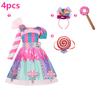 Children's Candy Dress Candy Princess Cosplay Costume Purim Carnival Party Fancy Dress Dress with Candy Hat Suit Prom Costume
