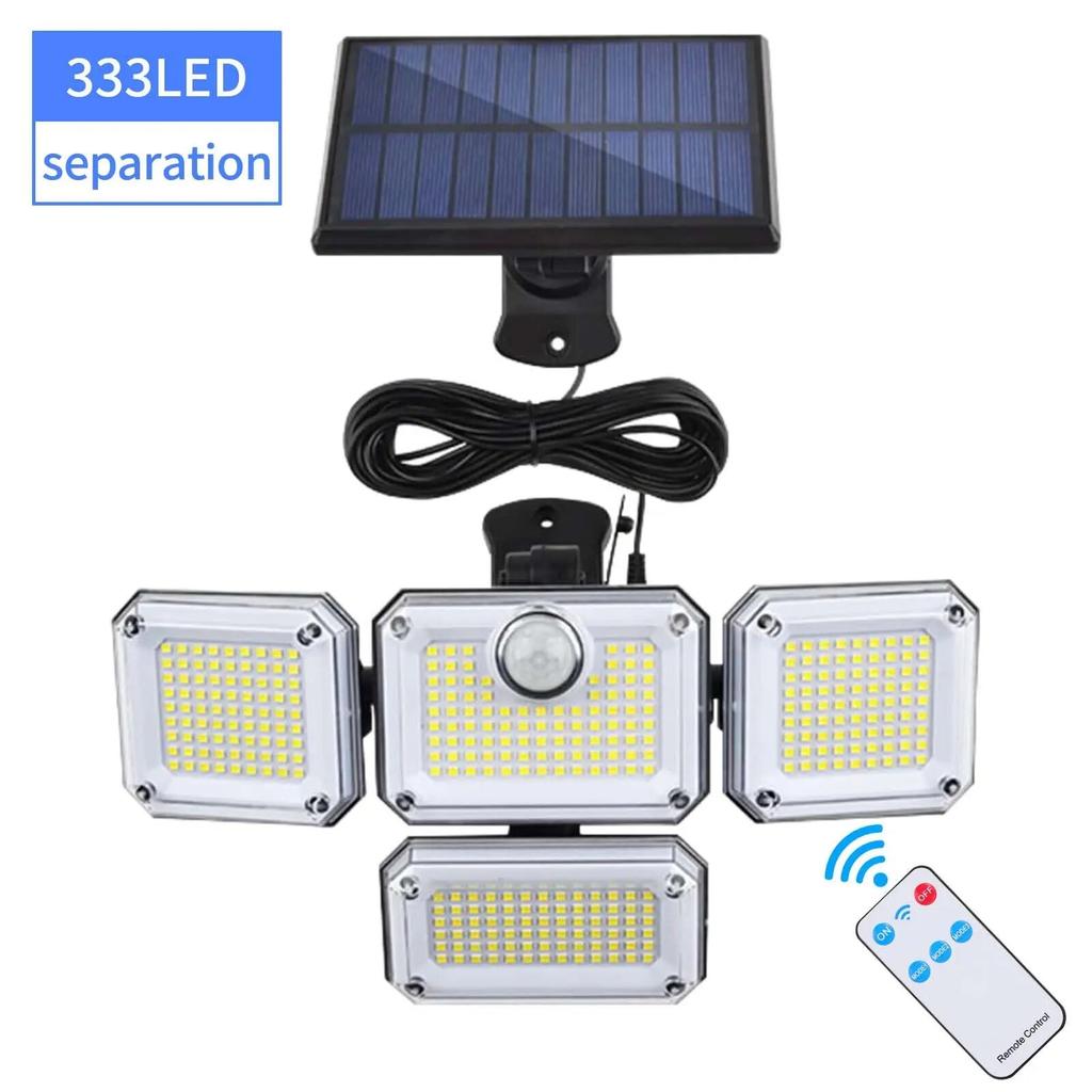 333LED Solar Powered Outdoor Light Motion Sensor with Remote Security Street Lamp Adjustable Waterproof Garage Garden Patio