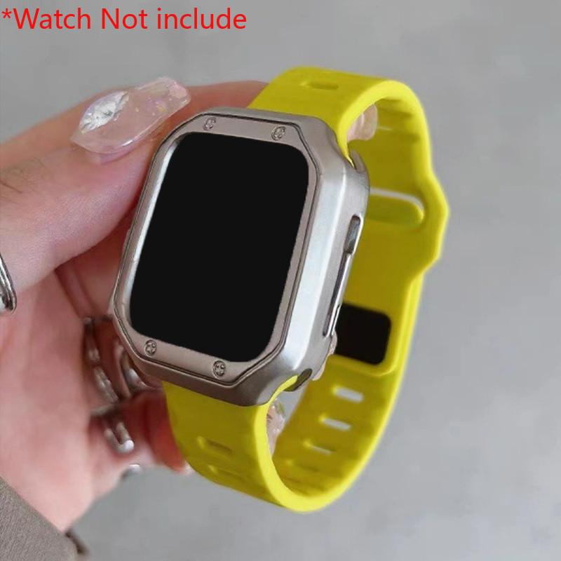 TPU Plating Case+Silicone Strap For Apple Watch Ultra 2 1 49mm Series 10 46 42mm 9 8 7 6 5 4 3 2 1 Hollow Out Protective Accesso