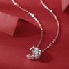 Sweetrain Fashion Moon Shaped Moissanite Pendant Necklace for Women S925 Silver 3.5mm Diamond Chain Birthday Party Jewelry Gift